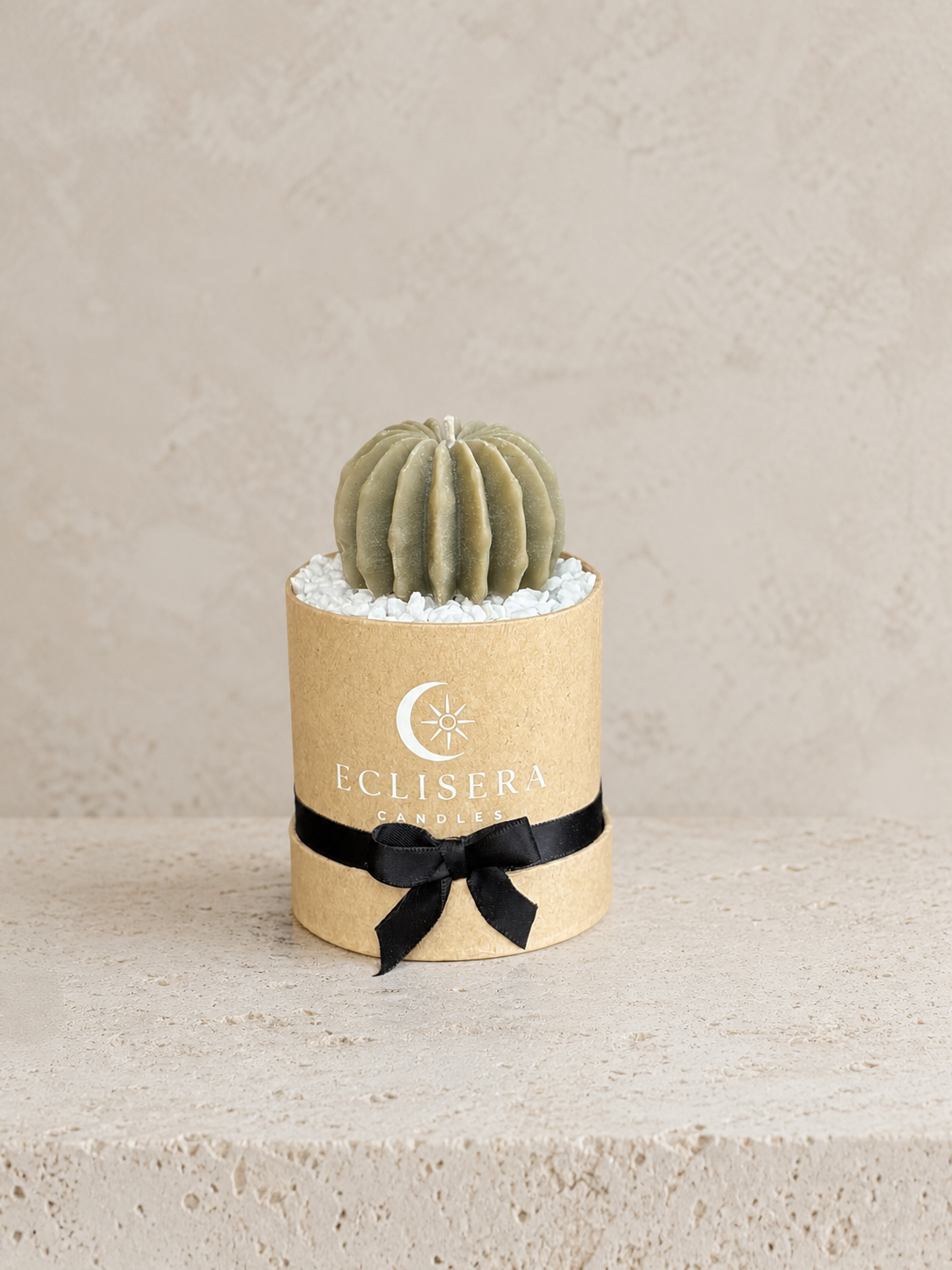 Sculptural cactus candle displayed in a minimalist Eclisera vessel