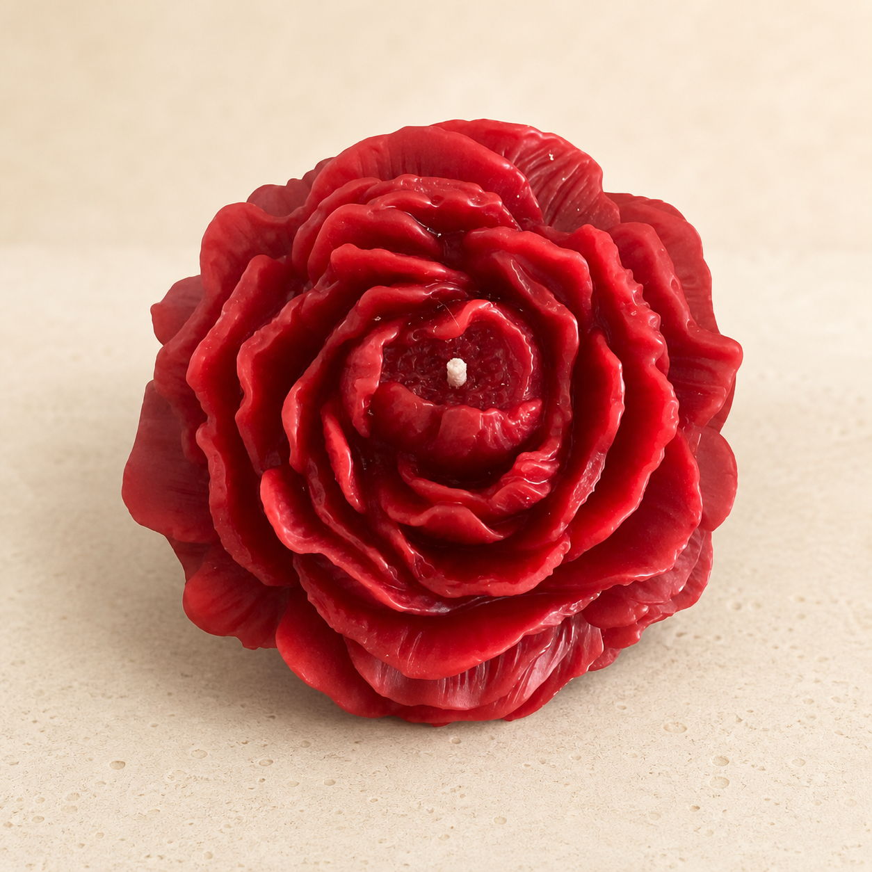 Medium crimson sculptural peony candle