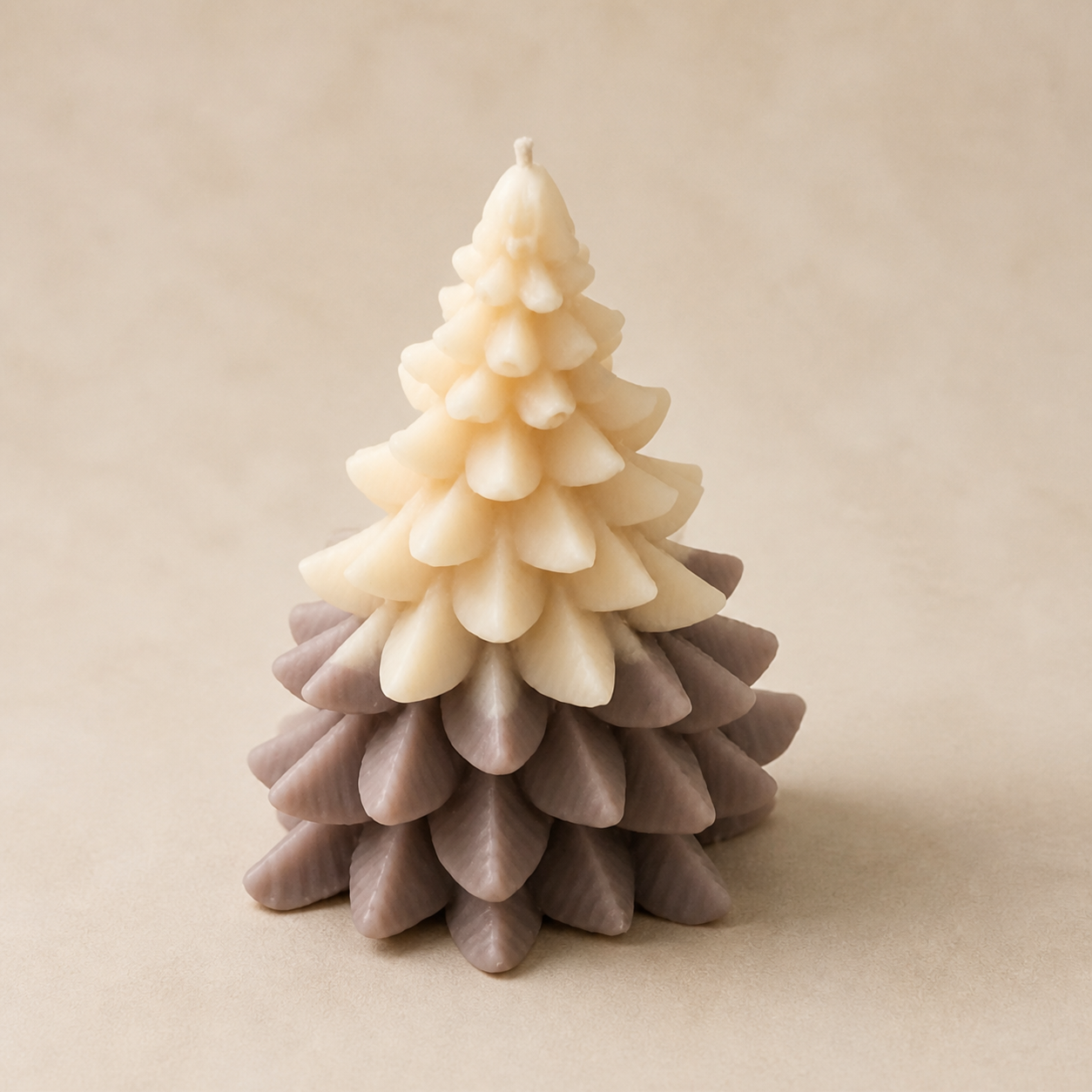 Cream and taupe two-tone petal tree candle