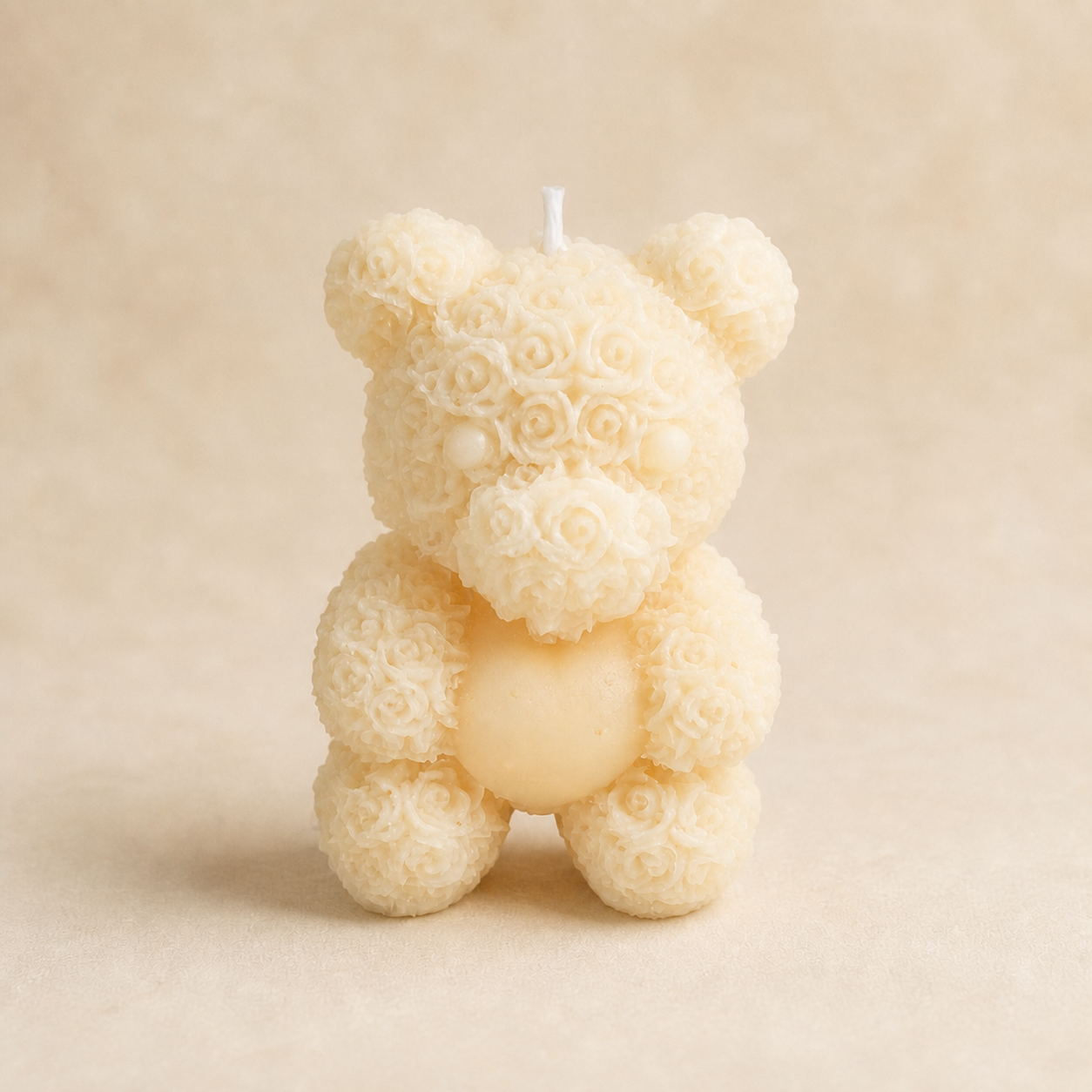 Ivory rose teddy candle