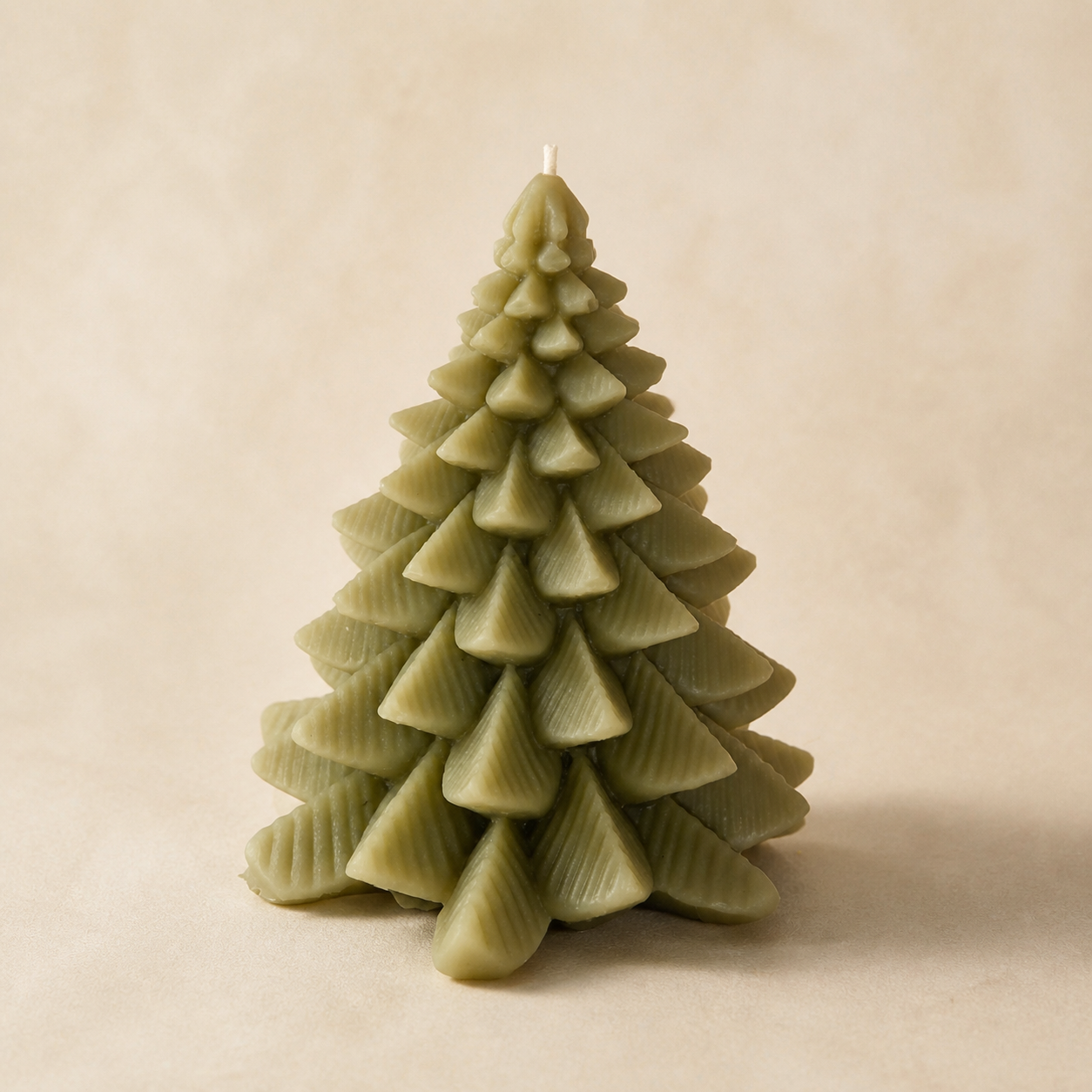 Sage tiered fir tree candle