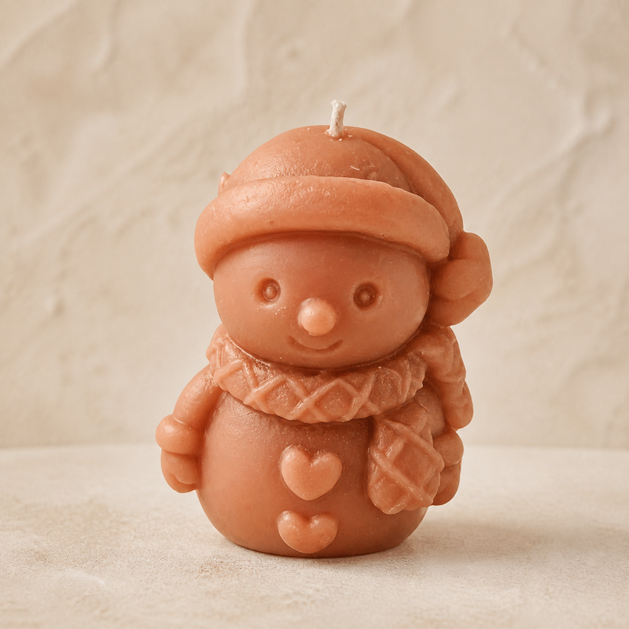 Copper winter snowman candle