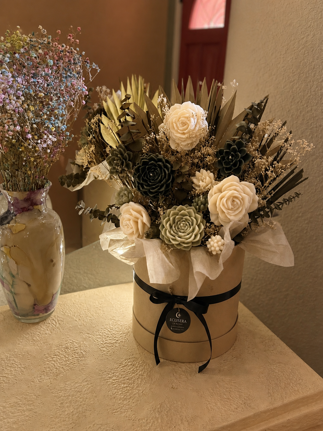 Eclisera floral candle bouquet displayed in the home of customer Odette C.